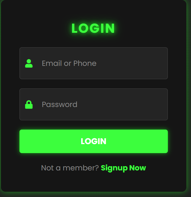 Glowing Login Form Screenshot
